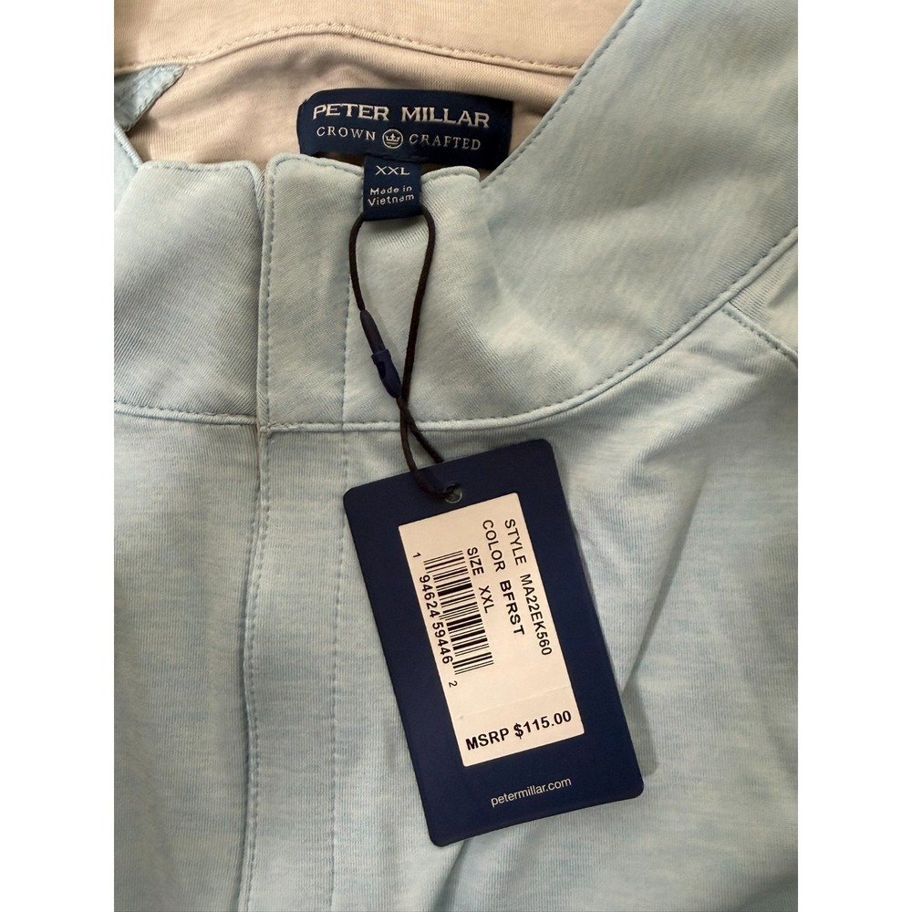 Peter Millar Crown Crafted Stealth Performance Quarter-Zip Blue Frost Sz XXL NWT - Picture 2 of 6